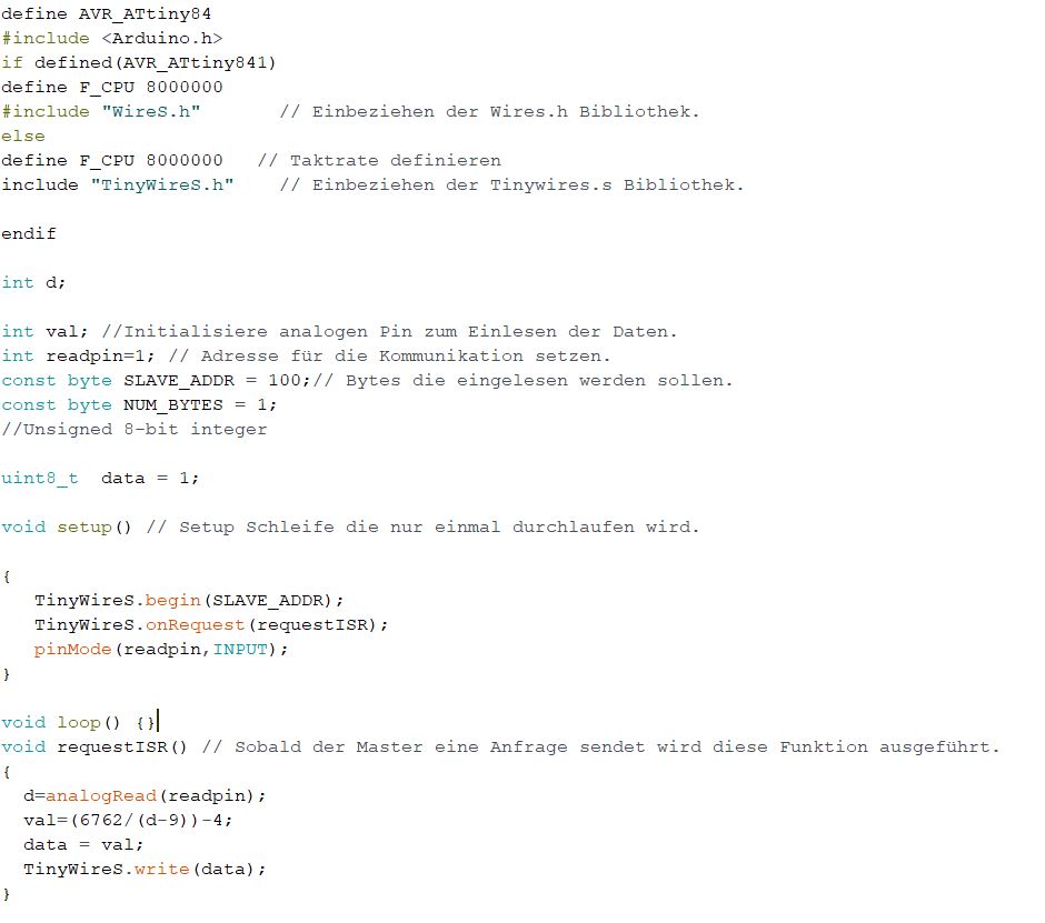 Adruino Code für den Mikrocontroller