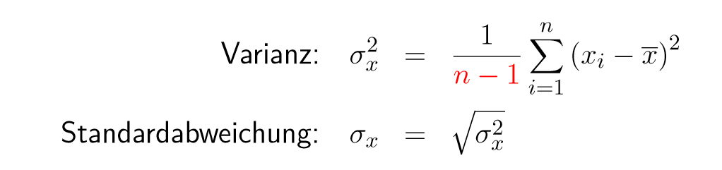 Formel zur Bestimmung der Standartabweichung