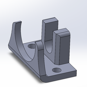 Spritzenhalter hinten Der Spritzenhalter hinten befestigt die Spritze auf der Nutenplatte. Gleichzeitig wird durch die Geometrie die Spritze in der Position gehalten, sodass ein ein Bewegen des Zylinders die Spritze in der Position nicht verändert. Medium:Spritzenhalter hinten.SLDPRT