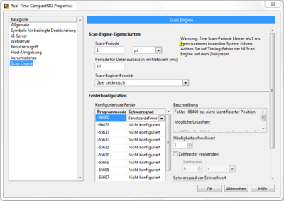 Einstellung der Scan-Rate für Stufenlänge 1 µs [18]