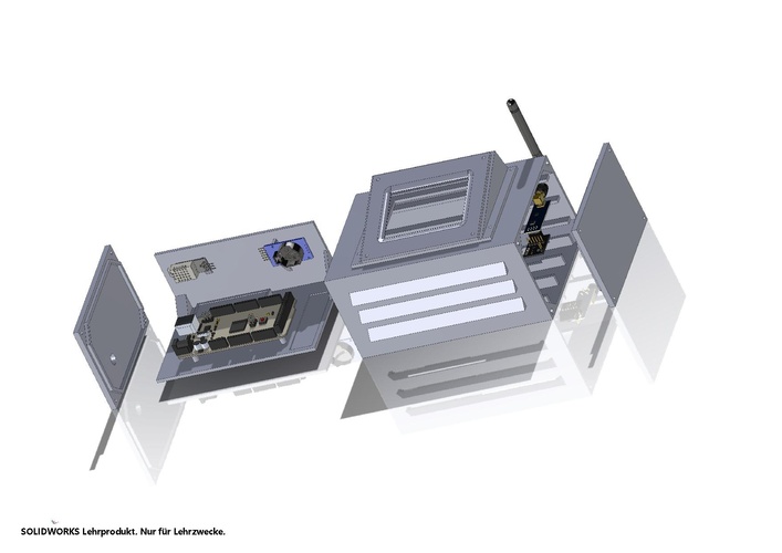 Rechtsseitige Ansicht der Innenstation in SolidWorks