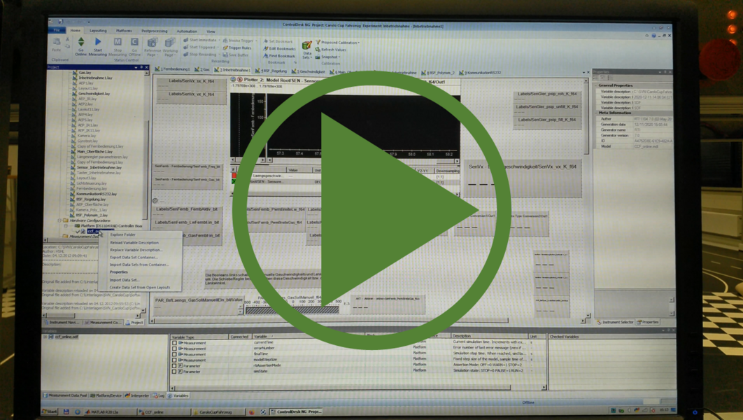 Videoanleitung zum Umgang mit dem Online-Modell, Matlab, Simulink und ControlDesk