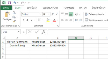 Projekt Visitenkarte