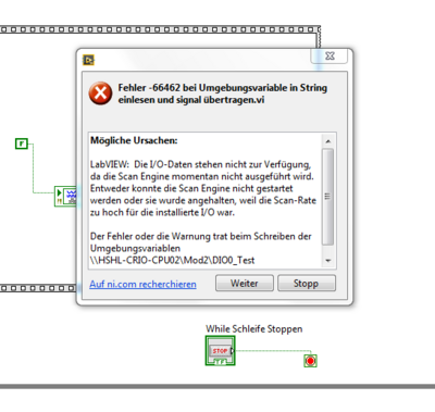 Fehlermeldung für Stufenlänge 1 µs [15]